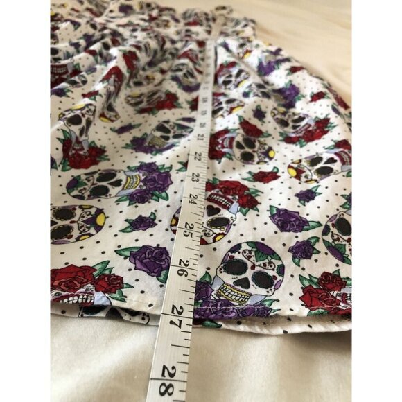 Hell Bunny Womens Sugar Skull & Roses Print Summer Dress S White Cute Goth - Picture 12 of 12